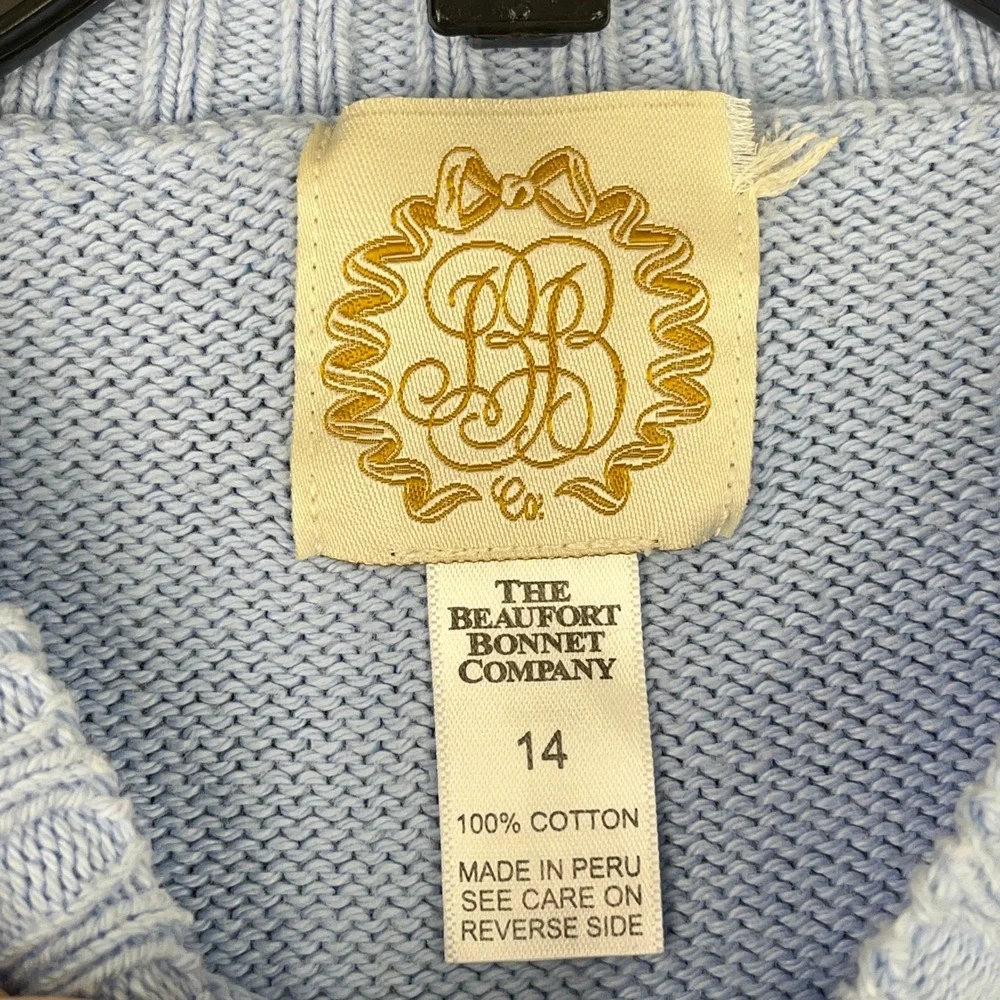 The Beaufort Bonnet Company Sweater Girl 14 Pink Bow Intarsia Cotton Knit School